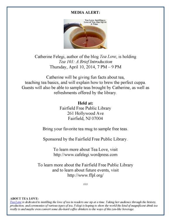 Tea Love Talk At The Fairfield Free Public Library!